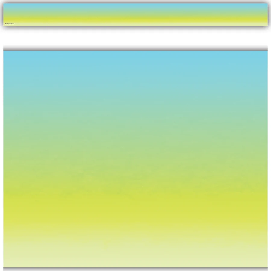 Aqua and Lime Color Wash Straight Border Trim