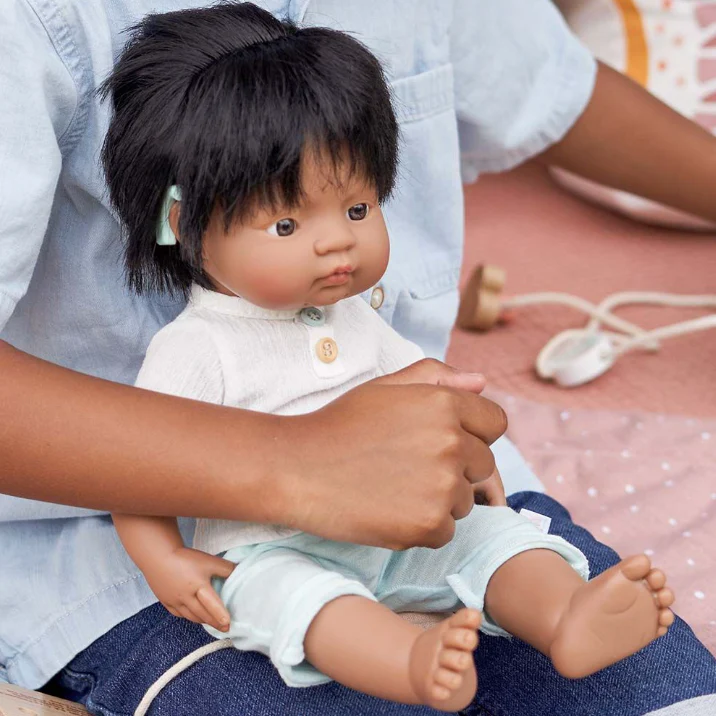 Baby Doll Hispanic Boy with Hearing Aid 15in - Image 3