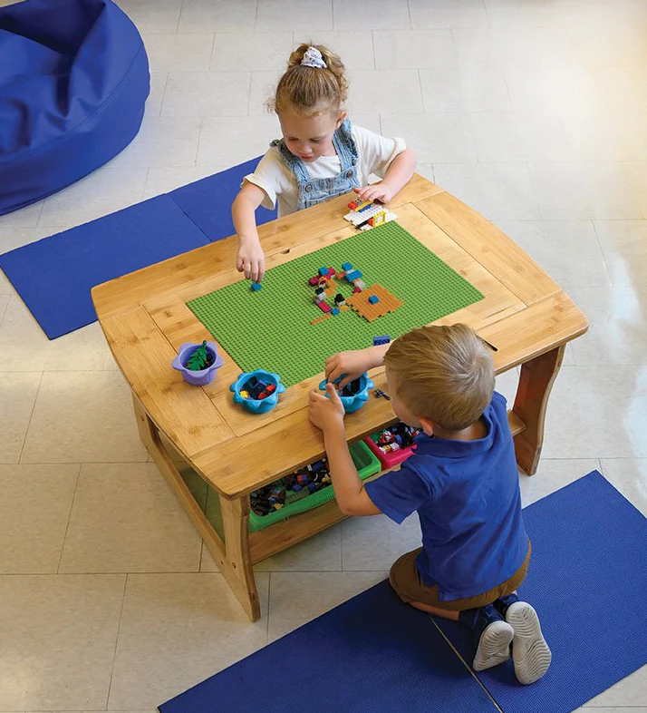 Bamboo Sensory and Construction Bricks Table with Tubs - Image 10