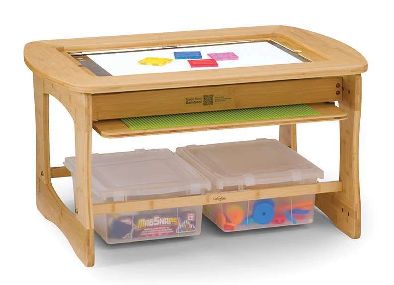 Bamboo Sensory Light Table with Clear tubs