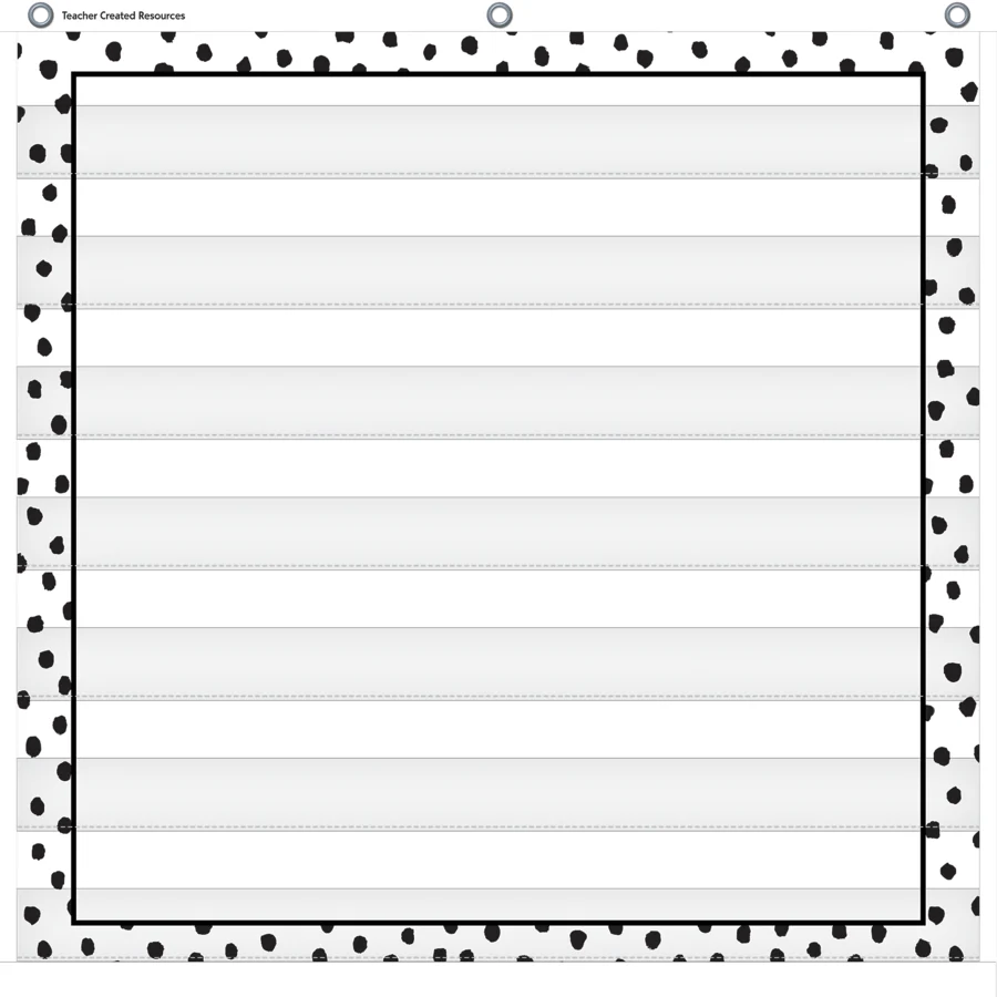 Black Painted Dots on White 7 Pocket Chart 28 x 28in