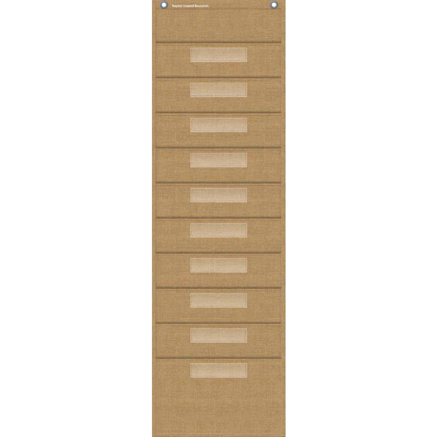 Burlap 10 Pocket File Storage Pocket Chart 14 x 58