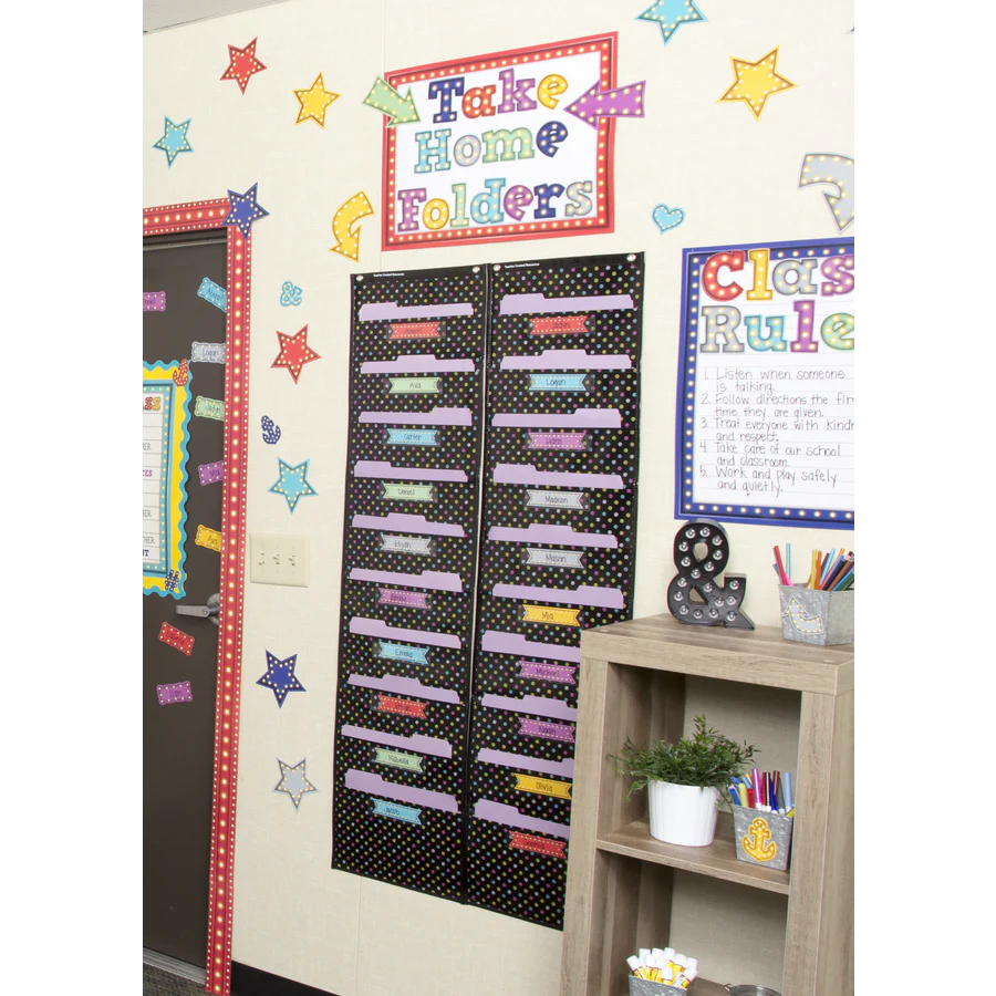Chalkboard Brights 10 Pocket File Storage Pocket Chart 14 x - Image 4
