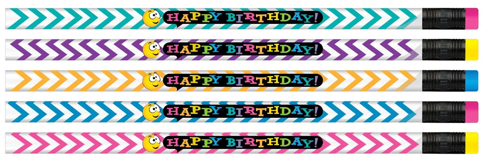 Chevron Happy Birthday Pencil 12 pack