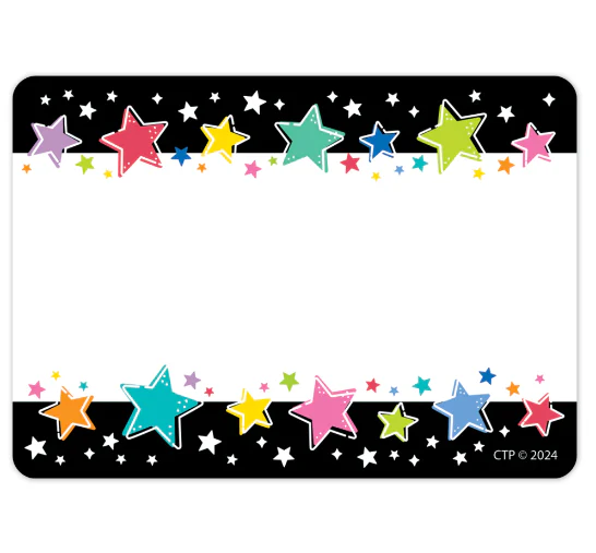 Colorful Stars On Black Labels