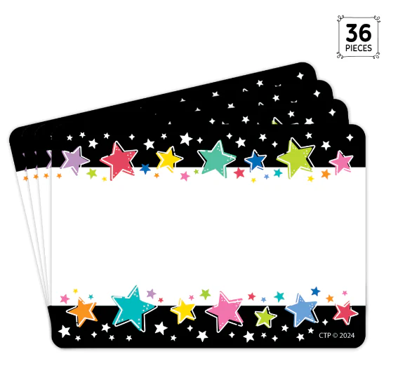 Colorful Stars On Black Labels - Image 2
