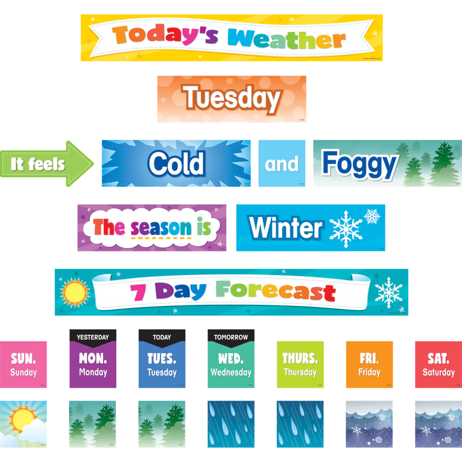 Colorful Weather Pocket Chart Cards