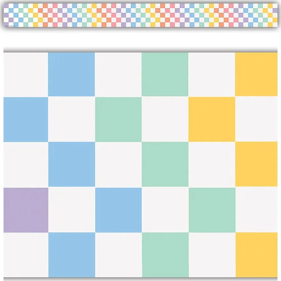 Cool for School Checkers Straight Border Trim