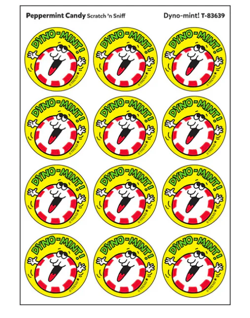 Dyno-mint Peppermint Candy scent Retro Scratch n Sniff Stinky Stickers 24 ct - Image 2