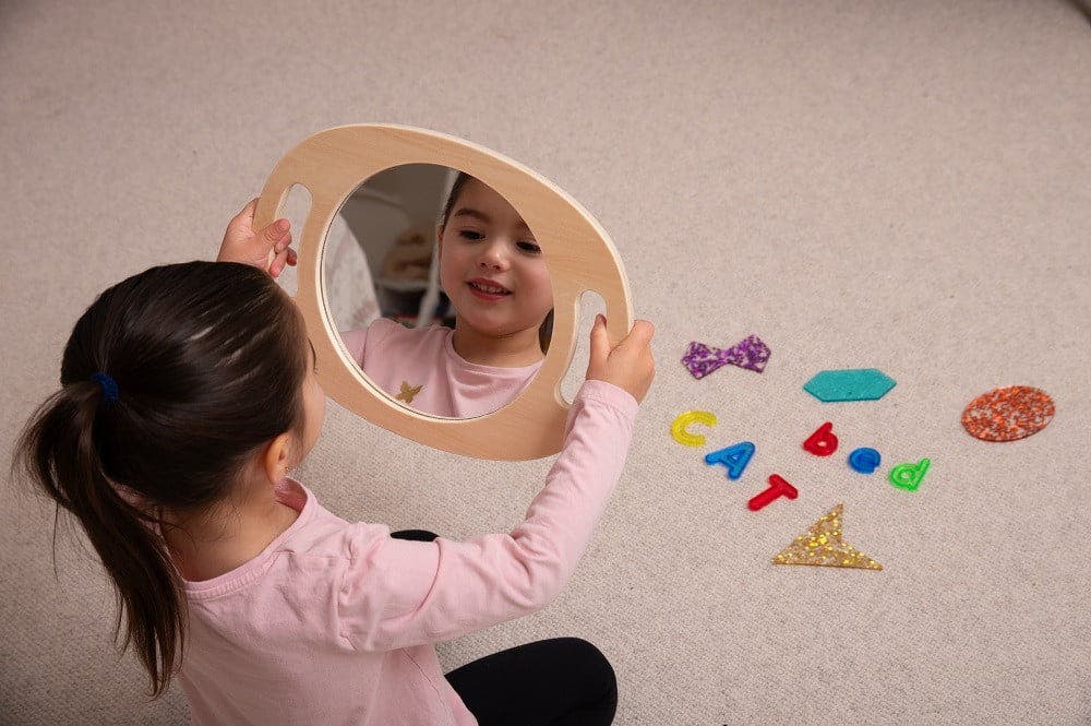 Hand Held Wooden Mirror - Image 2