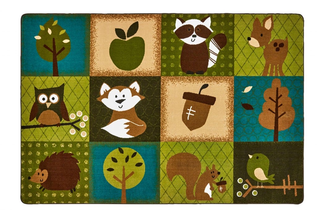 KIDSoft Nature's Friends Toddler Rectangle Brown Carpet - Image 2