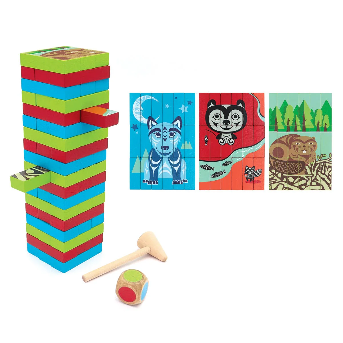 Multi Game Wooden Block Set Indigenous Animals By Simone