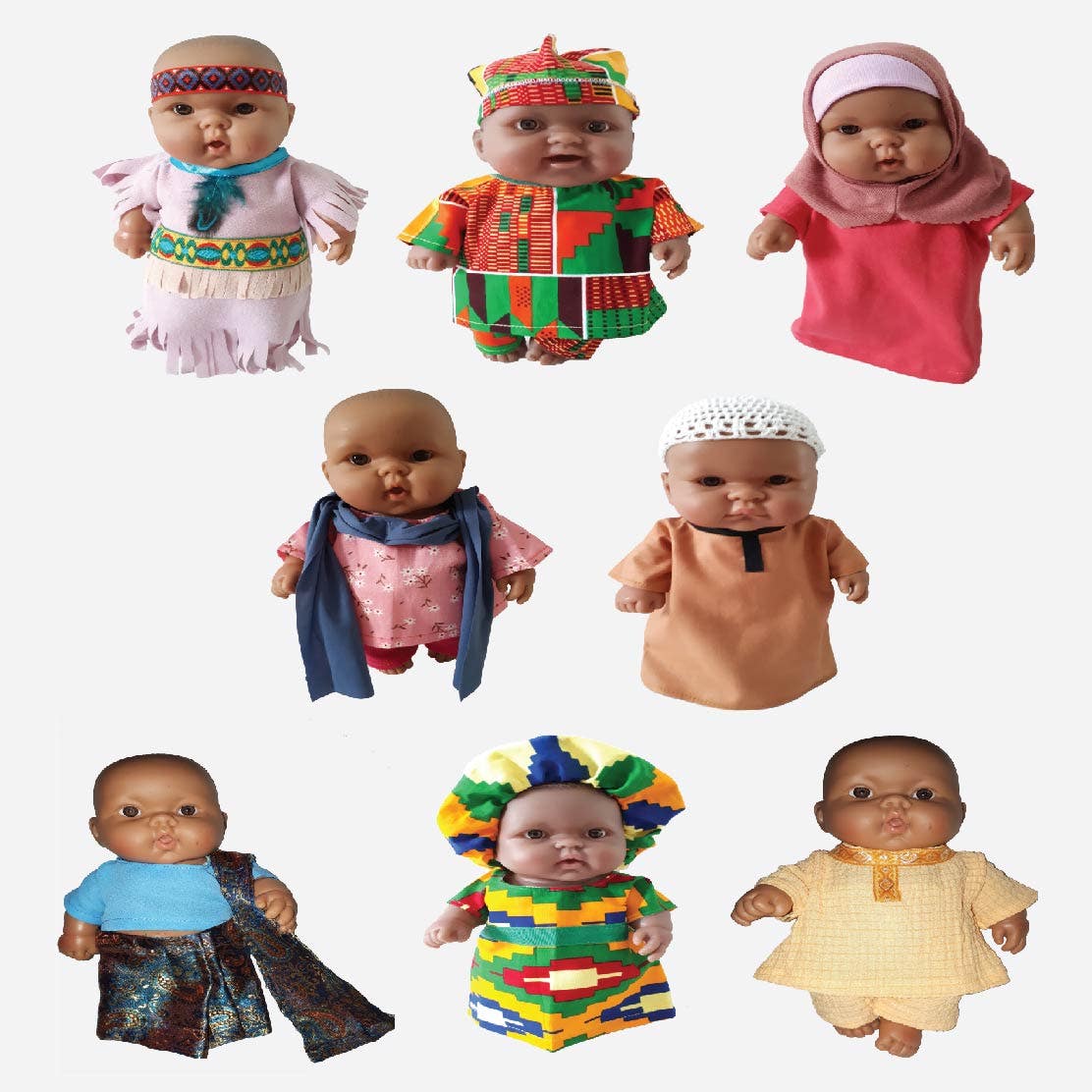 Multicultural Doll Clothes for 10in Baby Set of 8 - Image 2