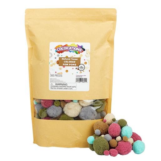 Natural Tones Pom Poms 6 Colors 300 pcs - Image 2