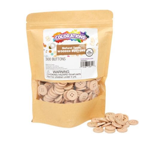 Natural Tones Wood Buttons 1/2lb 300 pcs - Image 2