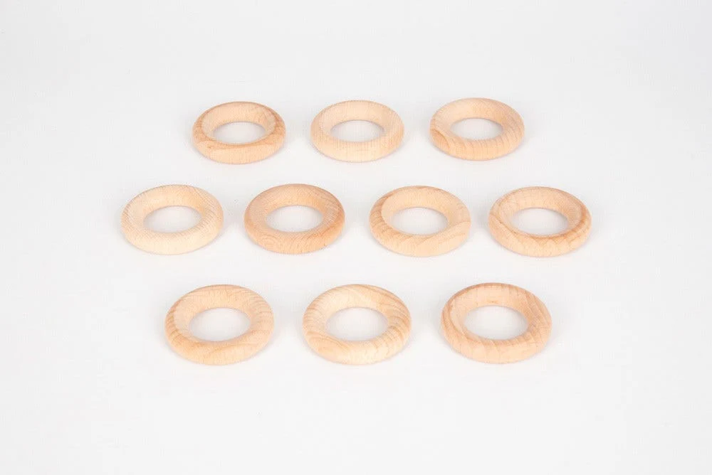 Natural Wooden Rings Set of 10 5cm dia