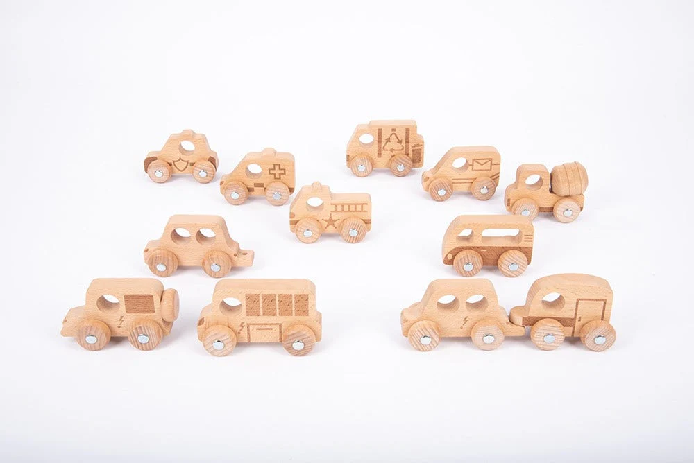Natural Wooden Vehicles Set 12 pcs - Image 2