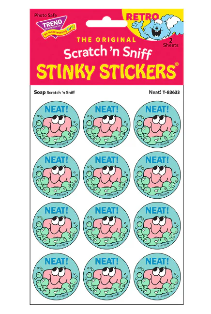 Neat Soap scent Retro Scratch n Sniff Stinky Stickers 24 ct - Image 3