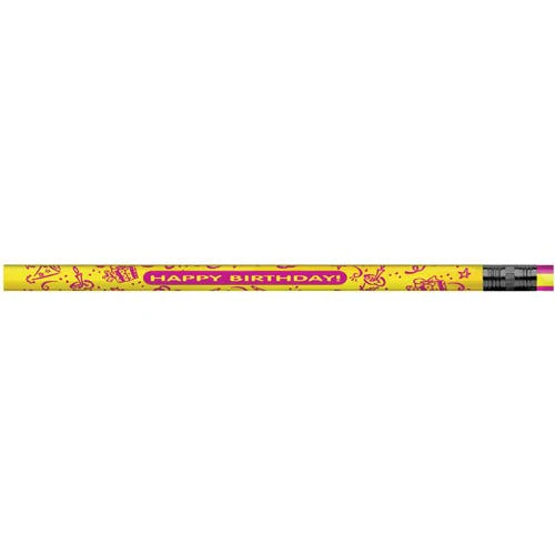 Neon Happy Birthday Pencils 12 Pack
