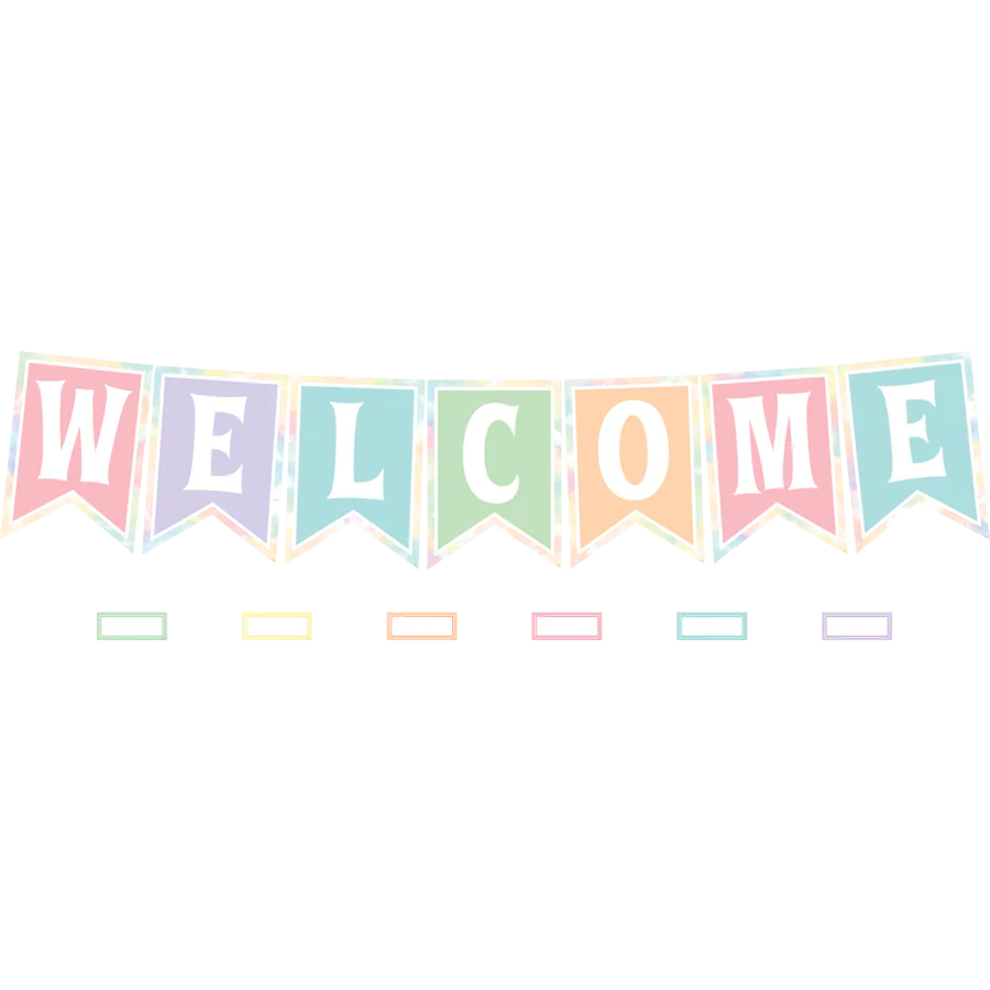 Pastel Pop Pennants Welcome Bulletin Board