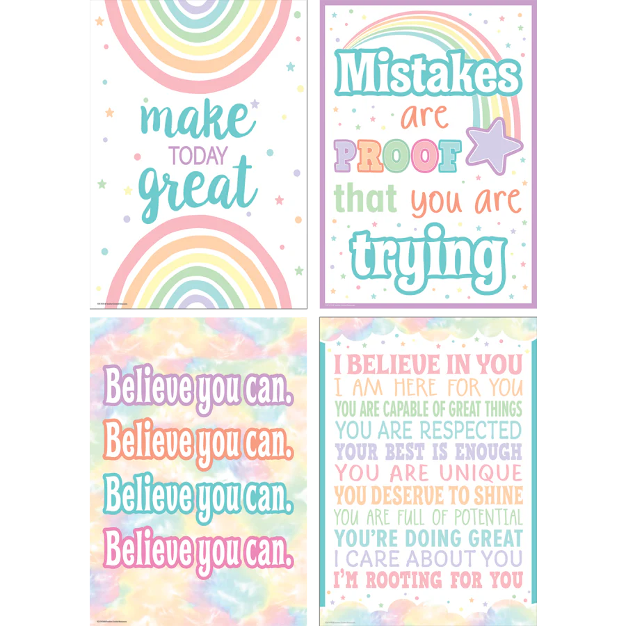 Pastel Pop Positive Poster 4 pack