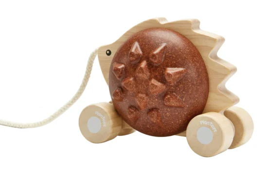 Plan Toys Pull-Along Hedgehog Brown - Image 2