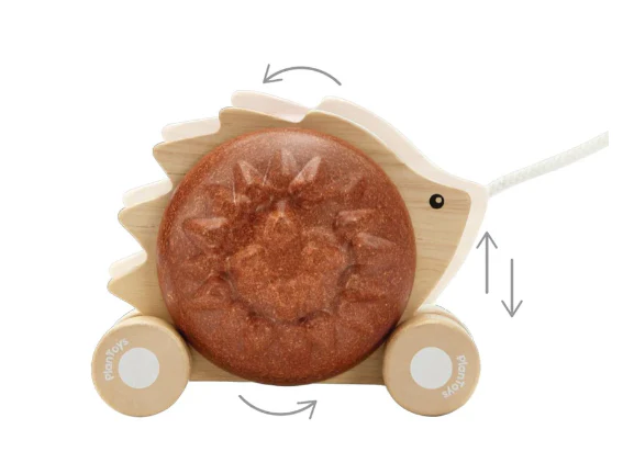 Plan Toys Pull-Along Hedgehog Brown - Image 4