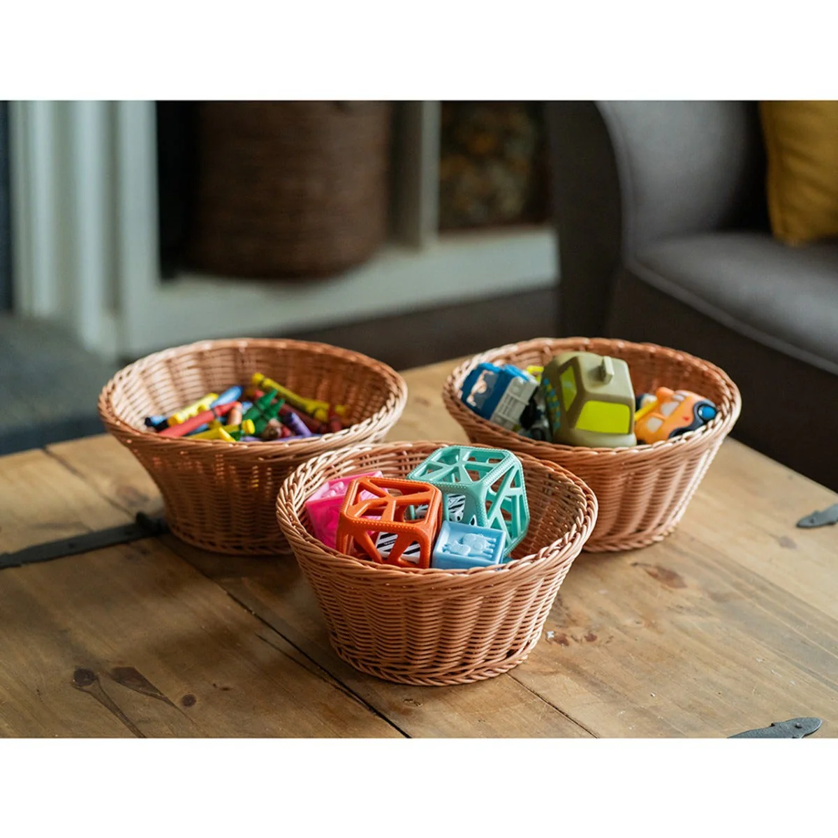 Plastic Woven Baskets Set of 3 - Image 13
