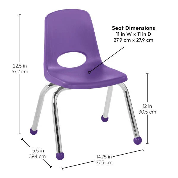 Purple 12 inch Stackable School Chair Ball Glide - Image 2