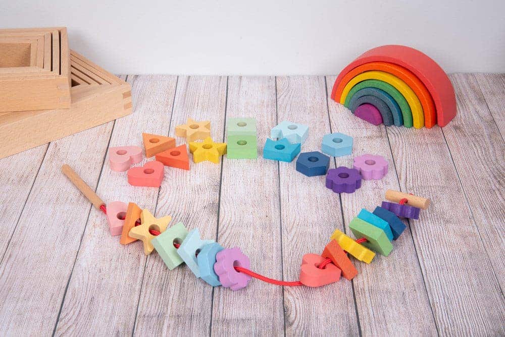 Rainbow Wooden Lacing Shapes - Image 3