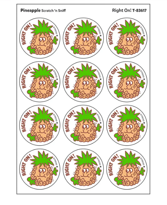 Right On Pineapple Scent Retro Scratch n Sniff Stinky Sticke - Image 2