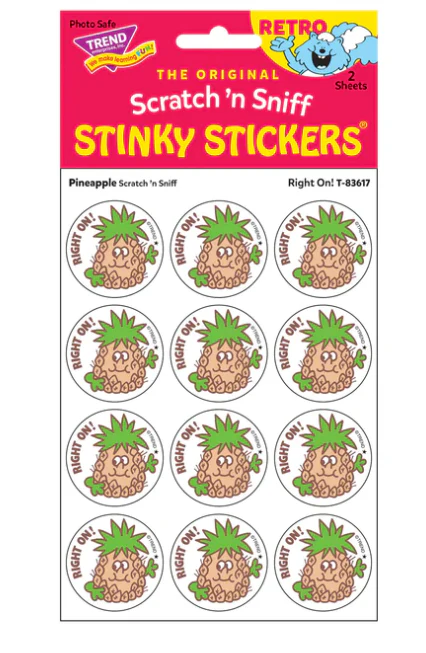 Right On Pineapple Scent Retro Scratch n Sniff Stinky Sticke - Image 3