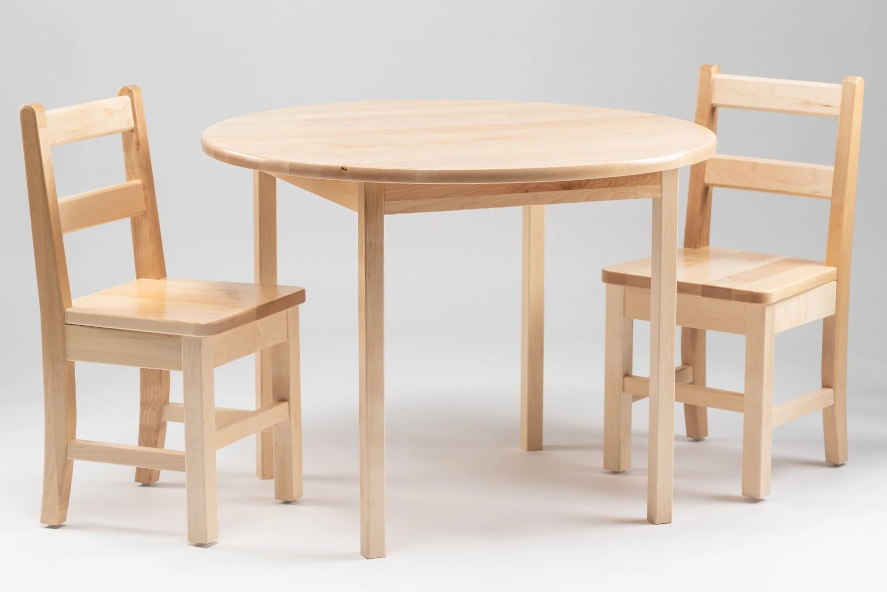 Round Hardwood Table with 2 Chairs - Image 2