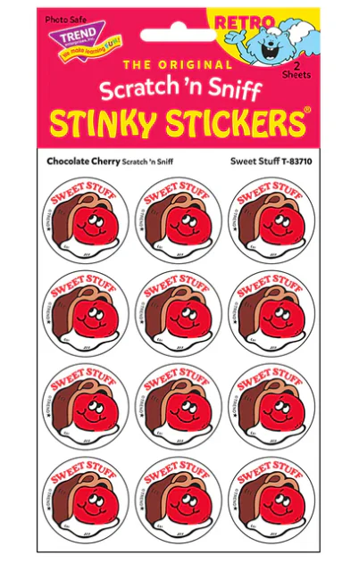 Sweet Stuff/Chocolate Cherry scent Retro Scratch n Sniff Stinky Stickers 24 ct - Image 3