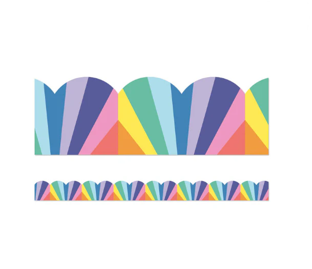 We Stick Together Rainbow Burst Scalloped Bulletin Board Bor