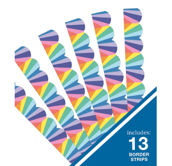 We Stick Together Rainbow Burst Scalloped Bulletin Board Bor - Image 2