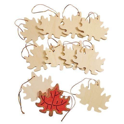 Wooden Leaf Ornaments Set Of 12 - Image 3