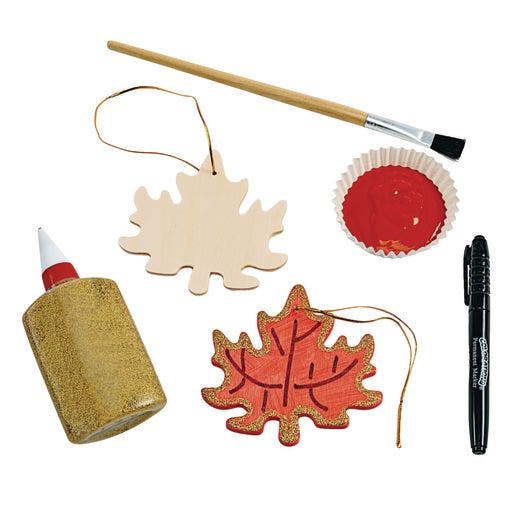 Wooden Leaf Ornaments Set Of 12 - Image 4